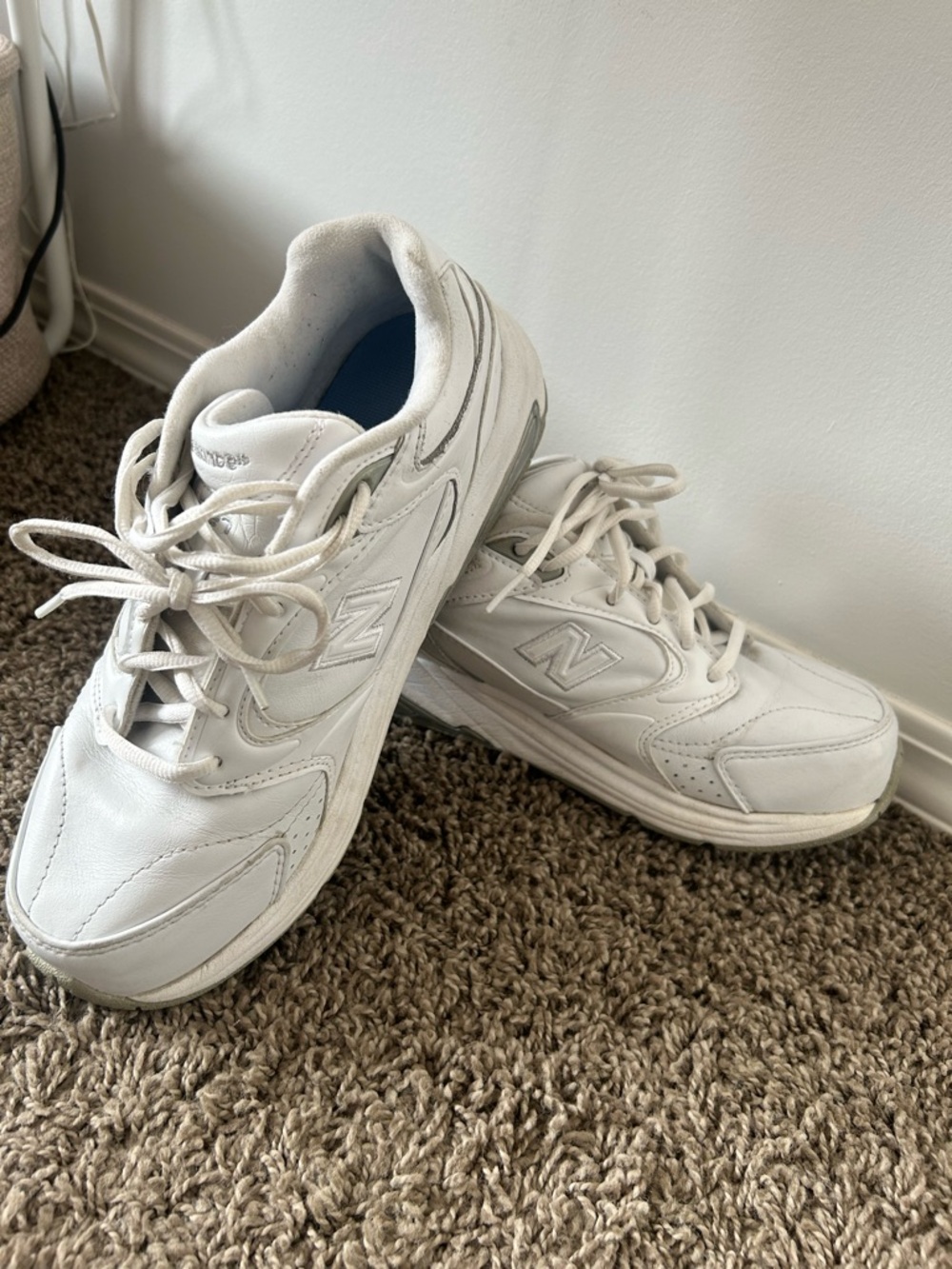 New Balance White Leather Sneakers